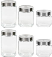 Silver Jars with Lids 6 pcs 800/1 200/1 700ml - Storage Jar
