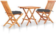 3dílný bistro set antracitové podušky masivní teakové dřevo 3063240 - Zahradní nábytek