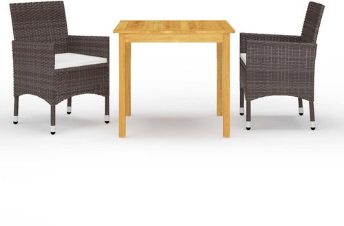 3dílný zahradní jídelní set hnědý 3067670 - Zahradní nábytek - Main image