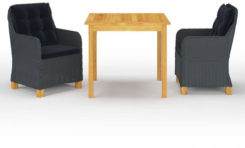 3dílný zahradní jídelní set tmavě šedý 3067754 - Zahradní nábytek - Main image