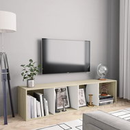 Knihovna/TV skříňka bílá a dub sonoma 143×30×36 cm - Knihovna