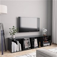 Knihovna/TV skříňka černá s vysokým leskem 143×30×36 cm - Knihovna