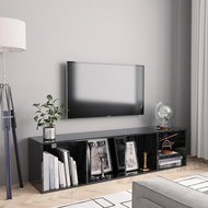 Knihovna/TV skříňka černá s vysokým leskem 143×30×36 cm - Knihovna
