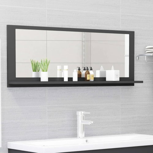 Bathroom mirror grey 100×10,5×37 cm chipboard 804591 - Mirror - Main image