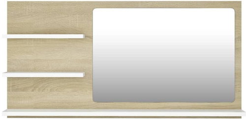 Bathroom mirror white oak sonoma 90x10,5x45 cm chipboard 805020 - Mirror - Main image