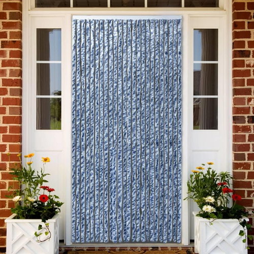 Insect curtain blue, white and silver 90×220 cm Chenille 284274 - Drape - Main image