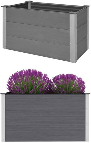 Raised bed wood plastic 100×50×54 cm grey 43603 - Raised Garden Bed - Main image