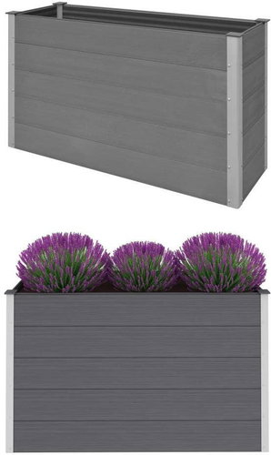 Raised bed wood plastic 150×50×91 cm grey 43608 - Raised Garden Bed - Main image