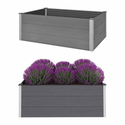 Raised bed wood plastic 150×100×54 cm grey 43609 - Raised Garden Bed - Main image