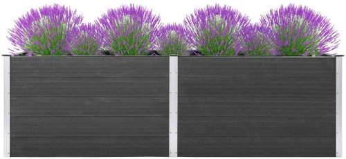 Garden raised bed 300×50×91 cm wood plastic grey 49062 - Raised Garden Bed - Main image