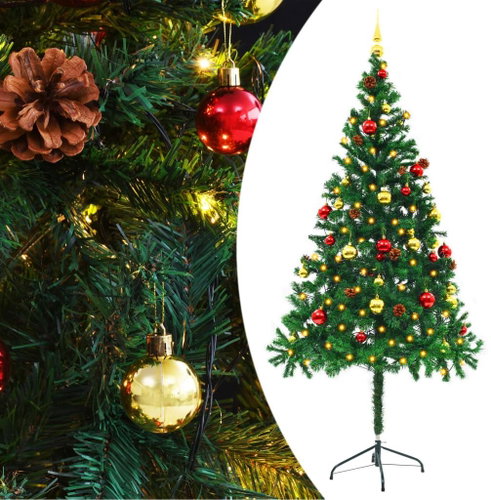 Artificial Christmas tree decorated with bulbs and LED 180 cm green 246393 - Christmas Tree - Main image