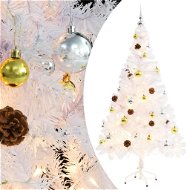Umělý vánoční stromek ozdobený s baňkami a LED 150 cm bílý 246395 - Vánoční stromek