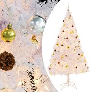 Umělý vánoční stromek ozdobený s baňkami a LED 210 cm bílý 246397 - Vánoční stromek