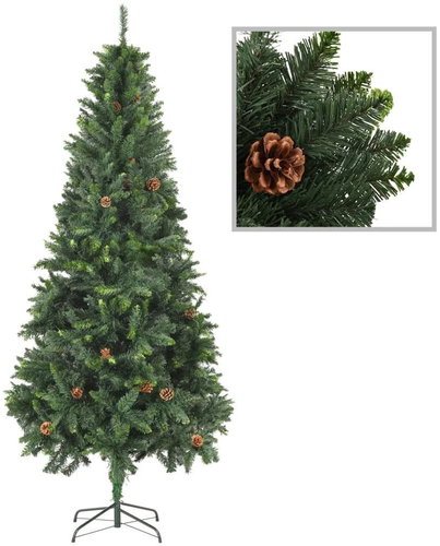 Artificial Christmas tree with pine cones green 210 cm 284316 - Christmas Tree - Main image