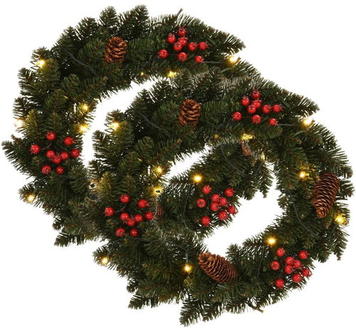 Christmas wreaths 2 pcs with decoration green 45 cm 284330 - Artificial Flower - Main image