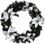 Christmas wreath with LED lights black 60 cm PVC 320977 - Artificial Flower