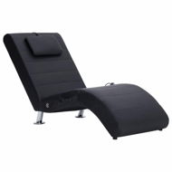 Lounge Massage lounger with cushion black artificial leather - Lenoška