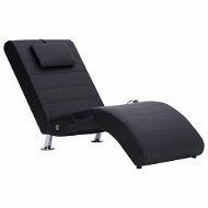 Massage lounger with cushion black artificial leather - Lounge
