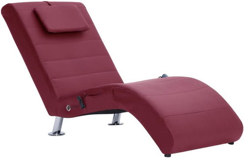 Massage lounger with cushion burgundy faux leather - Lounge - Main image