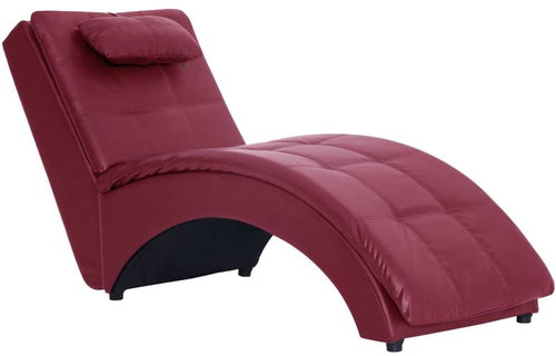 Lounger with cushion burgundy faux leather - Lounge - Main image