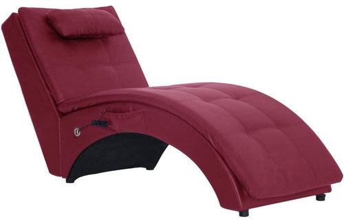 Massage lounger with cushion burgundy faux leather - Lounge - Main image