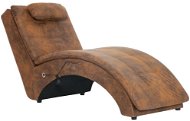 Massage lounger with cushion brown faux brushed leather - Lounge