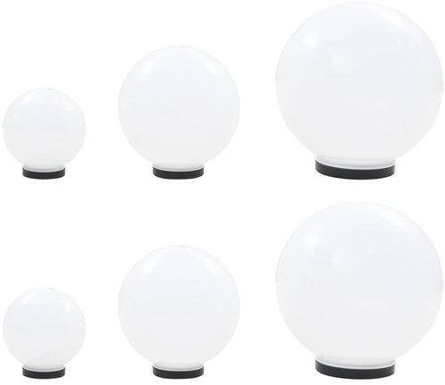 6-piece set of spherical LED lamps sphere 20/30/40 cm PMMA 277146 - Garden Lighting - Main image