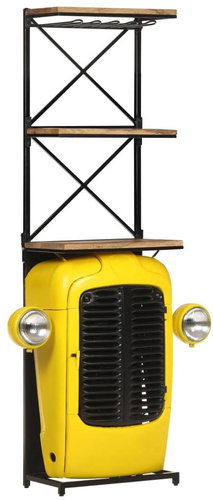 Wine Rack Tractor Yellow 49×31×170cm Solid Mango Tree 320488 - Wine Stand - Main image