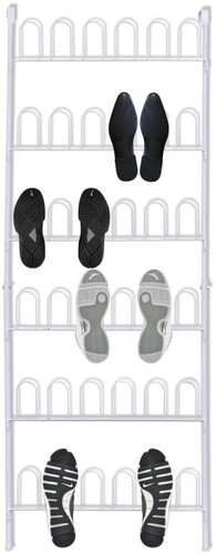 Steel shoe rack - 18 pairs of shoes / 6 tiers - 56×157 cm - white 141145 - Stand - Main image