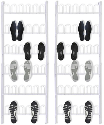 Shoe racks 18 pairs 2 pcs steel white 142314 - Stand - Main image