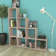 Stepped bookcase / display shelf, 142 cm, oak 242551 - Bookshelf