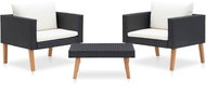 3-piece garden sofa set with cushions polyrattan black 310218 - Garden Furniture