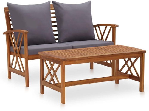 2-piece garden sofa set with cushions solid acacia 310274 - Garden Furniture - Main image