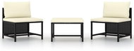 3-piece garden sofa set with cushions black polyrattan 313514 - Garden Furniture