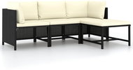 4-piece garden set with cushions black polyrattan 313516 - Garden Furniture