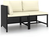 2-piece garden sofa set with cushions black polyrattan 313520 - Garden Furniture