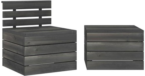 2-piece garden sofa set made of pine wood pallets dark grey 315421 - Garden Furniture - Main image