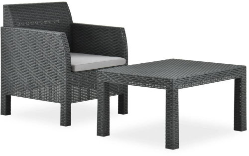 2-piece garden sofa set cushion polyrattan anthracite 315641 - Garden Furniture - Main image