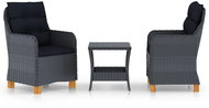 3-piece garden sofa set cushions polyrattan dark grey 3060180 - Garden Furniture