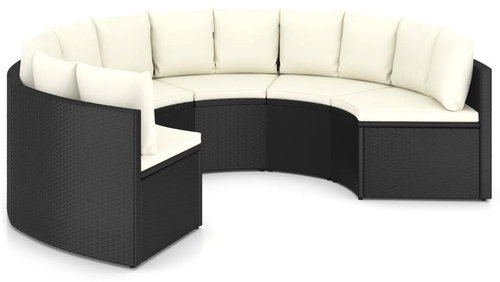 6-piece garden sofa set with cushions polyrattan black 3064894 - Garden Furniture - Main image
