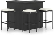 4-piece garden bar set with cushions polyrattan black 3064923 - Garden Furniture