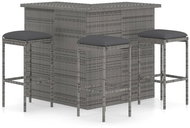 4-piece garden bar set with cushions polyrattan grey 3064924 - Garden Furniture