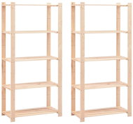 Storage rack 5 shelves 2 pcs 80x38x170 cm solid pine 250 kg 279404 - Shelving Unit