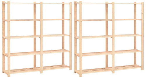 Storage rack 5 shelves 2 pcs 170x38x170 cm solid pine 500 kg 3051109 - Shelving Unit - Main image