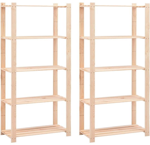 Storage rack 5 shelves 2 pcs 80x38x170 cm solid pine 250 kg 3051113 - Shelving Unit - Main image