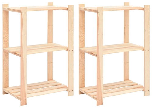 Shelves 3 shelves 2 pcs 60×38×90 cm solid pine 150 kg 3051121 - Shelving Unit - Main image