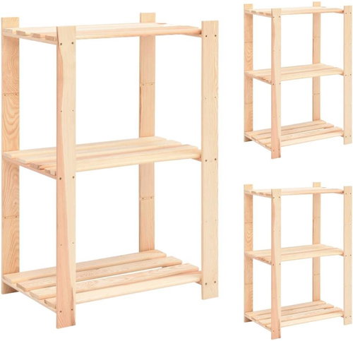 Shelves 3 shelves 3 pcs 60×38×90 cm solid pine 150 kg 3051122 - Shelving Unit - Main image