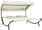 Garden bed with canopy and cushions cream white 48068 - Garden Lounger