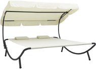 Garden bed with canopy and cushions cream white 48068 - Garden Lounger