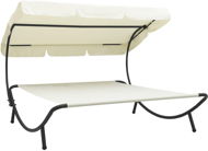 Garden Lounger Garden bed with canopy cream white 48071 - Zahradní lehátko